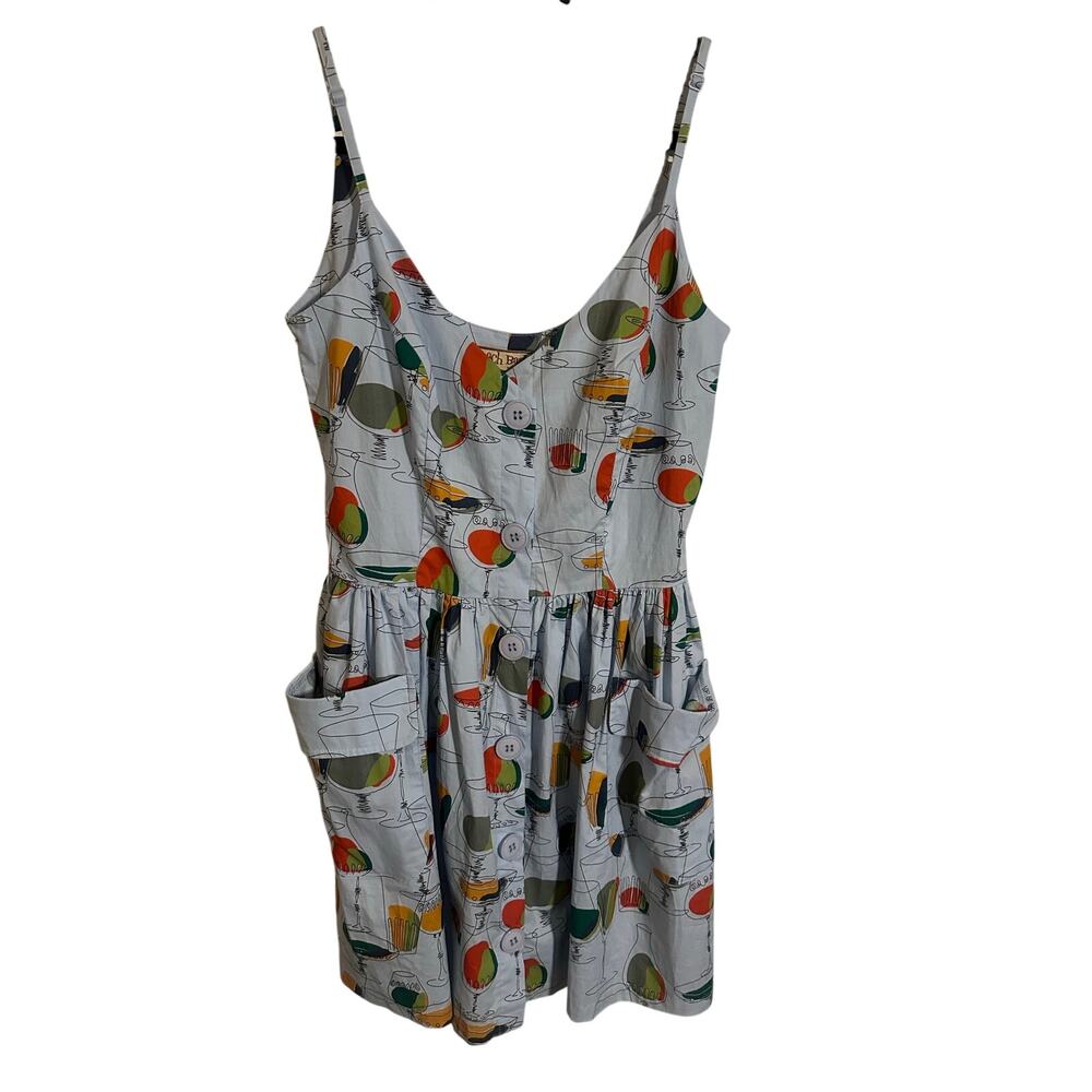 Bettie Page Beach Bash Retro Cocktail Print Pinup Rockabilly Dress Small